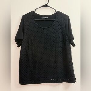 {croft & barrow}-Size 1X-Women's Black Eyelet Top